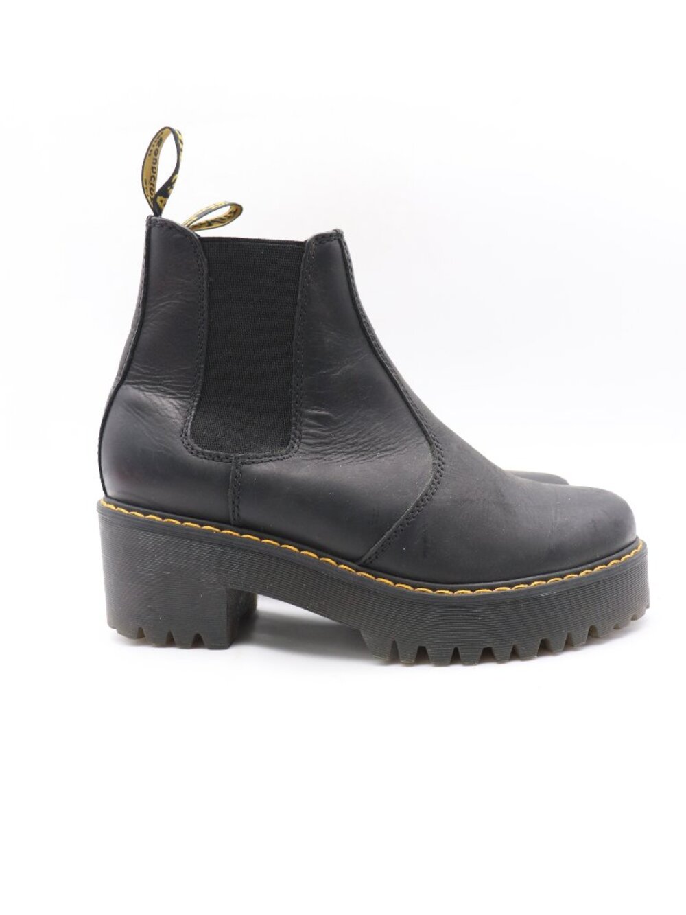 Doc Dr. Martens Rometty II Women's 8 Black Leather Platform Ankle Boots Side Zip